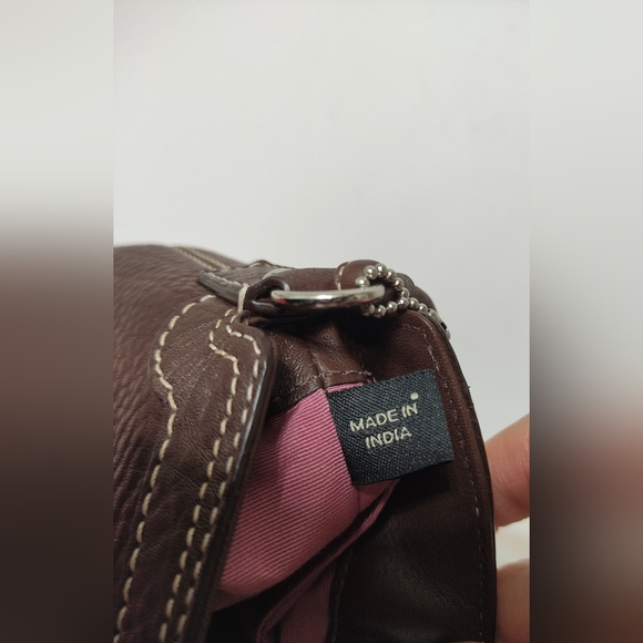 Coach F42831 Legacy Leather Turnlock Wristlet Mini Handbag Mahogany Brown - Picture 11 of 12